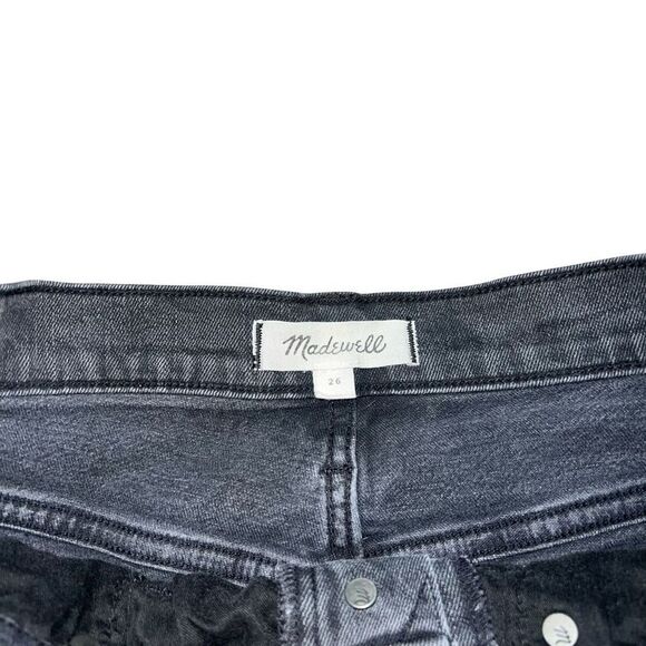 MADEWELL Button Fly High Waist Black Denim Short Size 26 - Picture 4 of 8